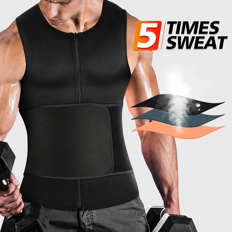 Cimkiz Mens Sweat Sauna Vest For Waist Trainer Zipper Neoprene Tank Top  Adjustable Sauna Workout Zipper Suit (Black  6X-Large) - Image 2