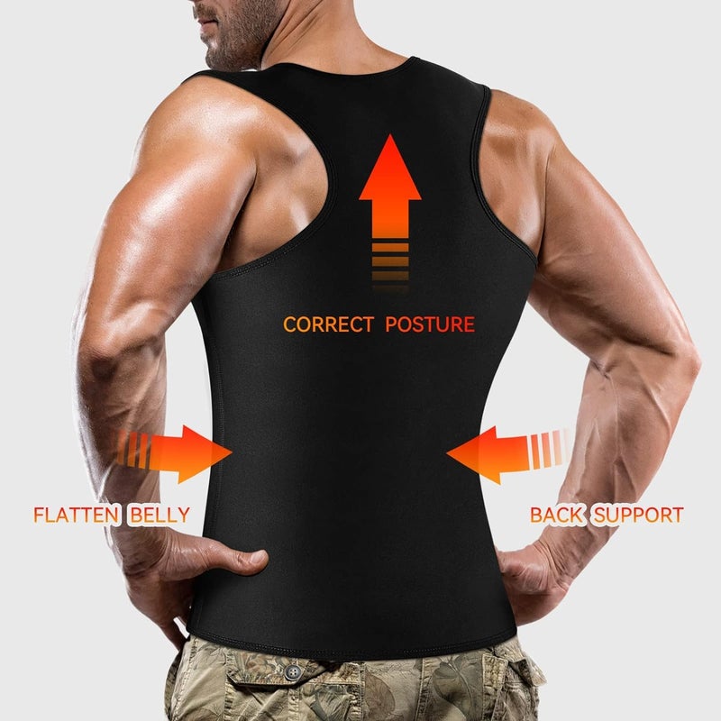 Cimkiz Mens Sweat Sauna Vest For Waist Trainer Zipper Neoprene Tank Top  Adjustable Sauna Workout Zipper Suit (Black  6X-Large) - Image 4