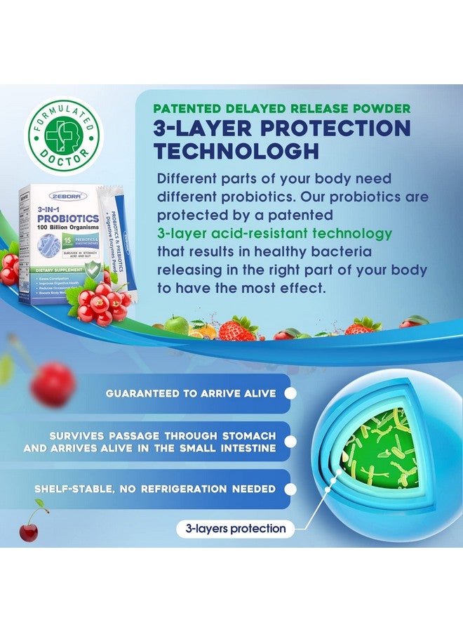 ZEBORA بروبيوتيك للنساء والرجال أكثر من 100 مليار إنزيم هضمي وبريبايوتيك بأعلى فاعلية 3 في 1 بروبيوتيك كامل لصحة الجهاز الهضمي وإدارة الوزن ودعم المناعة - Image 5