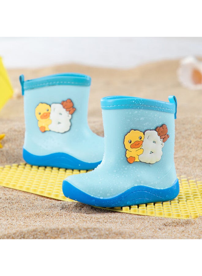 B.duck Children's Rain Boots, Boys And Girls Baby Summer Waterproof Shoes, Cartoon Rubber Boots, 5915 Blue, Size 22