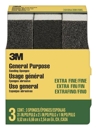3M Extra Fine/Fine Sanding Sponge, 3-3/4-in x 2-5/8-in x 1-in, 3-Pack (907NA-3P-CC) - Image 5