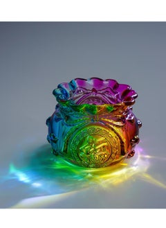 Excefore Treasure Basin, 4 Inch Colorful Crystal Treasure Basin with Golden Ingot/Yuan Bao Glass Wealth Money Bag Feng Shui Statue for Home Office Decor Housewarming Gift, Cornucopia  - Image 2