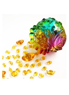 Excefore Treasure Basin, 4 Inch Colorful Crystal Treasure Basin with Golden Ingot/Yuan Bao Glass Wealth Money Bag Feng Shui Statue for Home Office Decor Housewarming Gift, Cornucopia  - Image 5