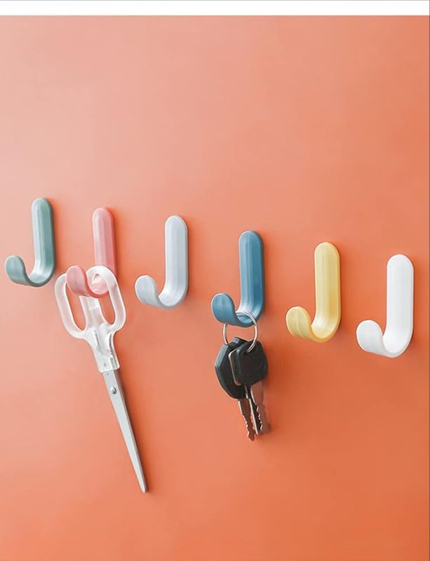 PARVY PARVY Plastic Hooks Plastic Wall Hooks Wall Hook Self Adhesive Hanger Hooks Heavy Duty Clothes Handbag Hanger for Home Kitchen Bathroom Towel Umbrella Key Hanging Rack6 PCS  - Image 1