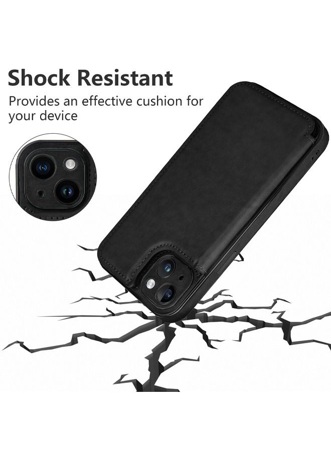 DUNISO Wallet Case Compatible with iPhone 14 for Men Women, Cell Phone Case Slim Protective case with Card Holder, Premium PU Leather Kickstand Card Slots Case for iPhone 14, Black - Image 4