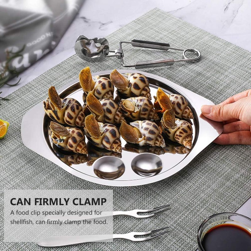 comfrt 2PCS Stainless Steel Escargot Dish 12 Holes Oyster Serving Pan Mushroom Snail Plate Metal Seafood Serving Tool Escargot Tableware for Home BBQ - Image 1
