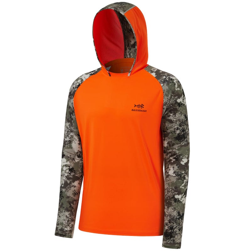 BASSDASH Mens UPF 50 Performance Fishing Shirt Cooling Hoodie Camo Long Sleeve FS17M