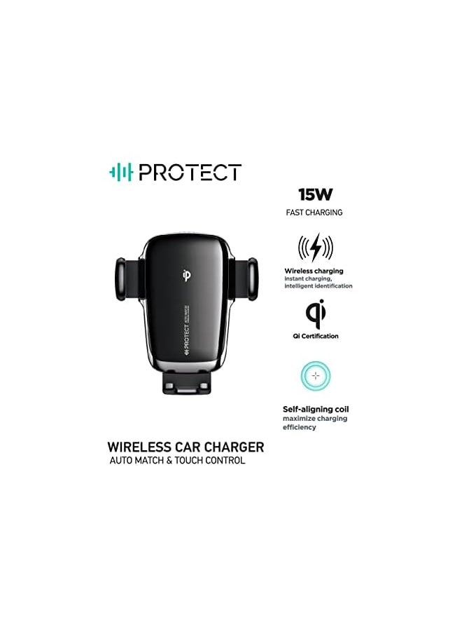 Protect JR-ZS248 15W Fast Wireless Car Charger - Auto-Clamping & touch control - Car Air Vent Mount  - Image 2