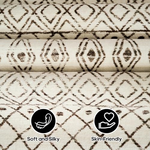 BYYVOO 2'x6' Hallway Runner Rug Washable - Non Slip Moroccan Runners Low Pile Floor Carpet with Rubber Backing Farmhouse Kitchen Mat Indoor Rugs for Front Door Living Room 2'x6' Geo Beige - Image 5