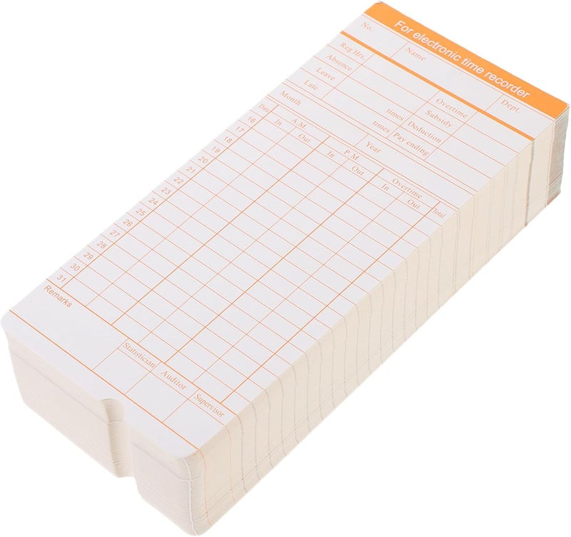 100 Sheets Double-Sided Office Attendance Time Cards Paper for Electronic Time Clocks Weekly Monthly Employee Attendance - Image 1