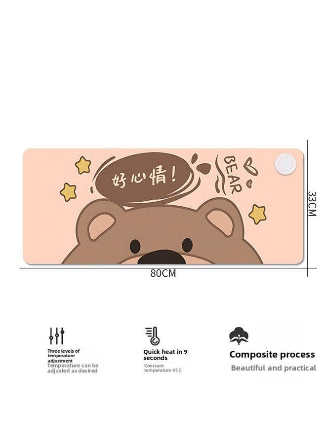 Warm Desk Pad Oversized Office Desktop Heating Keyboard Mouse Pad Hand Warmer Pad Waterproof Dormitory Homework Desktop Pad-Color:80*33cm Three-speed Temperature Control Touch Model (locking Edge)-Pattern:cp001