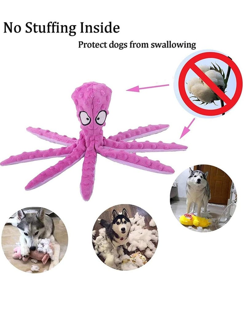 SYOSI ألعاب كلاب على شكل أخطبوط تفاعلية من القماش الناعم للصغار والكلاب المتوسطة، لعبة مضغ لطيفة ومتينة تصدر صوت عند العض، لعبة تعليمية للأخطبوط تناسب الجراء أثناء التسنين - Image 3