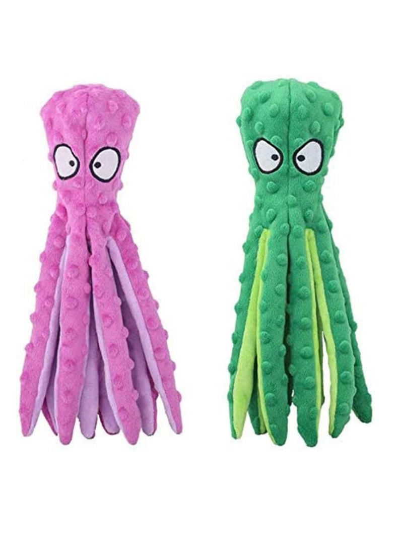 SYOSI ألعاب كلاب على شكل أخطبوط تفاعلية من القماش الناعم للصغار والكلاب المتوسطة، لعبة مضغ لطيفة ومتينة تصدر صوت عند العض، لعبة تعليمية للأخطبوط تناسب الجراء أثناء التسنين - Image 1