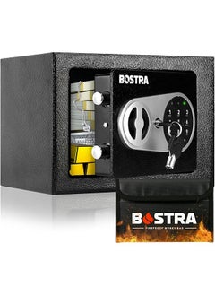 Fireproof Safe Box With Sensor Light And Fireproof Bag Money Safe Box With Digital Keypad Security Safe Box For Home 0.23 Cubic Small Safe With Keys And Pass Code For Cash Jewelry Silver