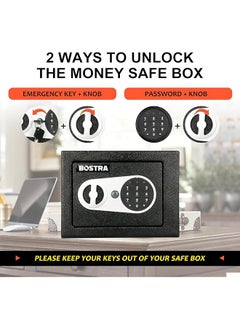 erorex Fireproof Safe Box With Sensor Light And Fireproof Bag Money Safe Box With Digital Keypad Security Safe Box For Home 0.23 Cubic Small Safe With Keys And Pass Code For Cash Jewelry Silver  - Image 5