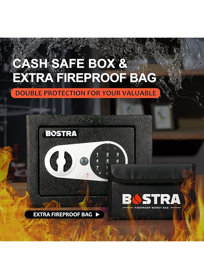 erorex - Fireproof Safe Box With Sensor Light And Fireproof Bag Money Safe Box With Digital Keypad Security Safe Box For Home 0.23 Cubic Small Safe With Keys And Pass Code For Cash Jewelry Silver - Image 1
