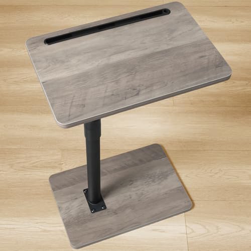 YUHFERA Sofa Armrest Tray Table for Couch  360 Swivel Height Adjustable End for Small Spaces Snack Side Table for Bed or Chair with Phone  Tablet Slot GrayStandard