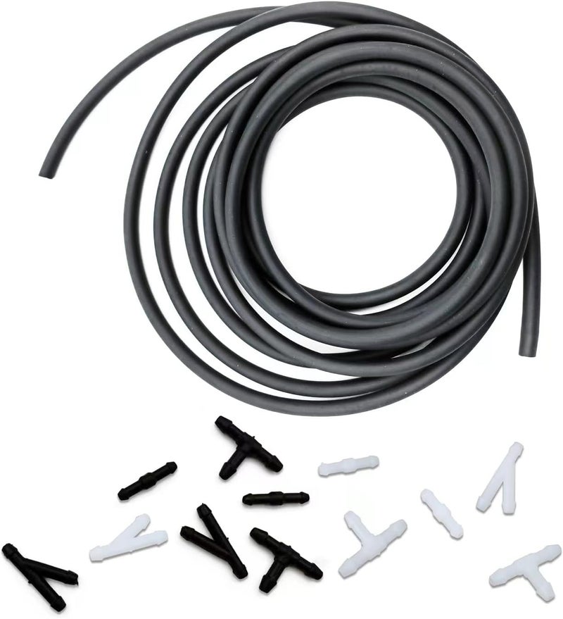 Windshield Washer Hose Kit, 4 Meter Washer Fluid Hose with 12 Pcs Hose Connectors, Suitable for Most Car Windshield Washer Tubing - Image 1