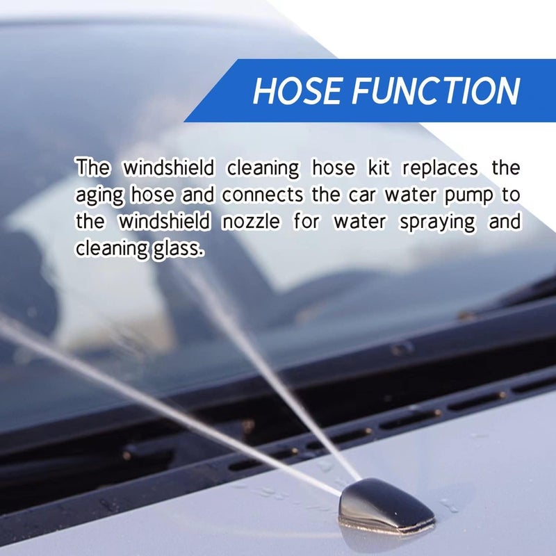 Windshield Washer Hose Kit, 4 Meter Washer Fluid Hose with 12 Pcs Hose Connectors, Suitable for Most Car Windshield Washer Tubing - Image 3