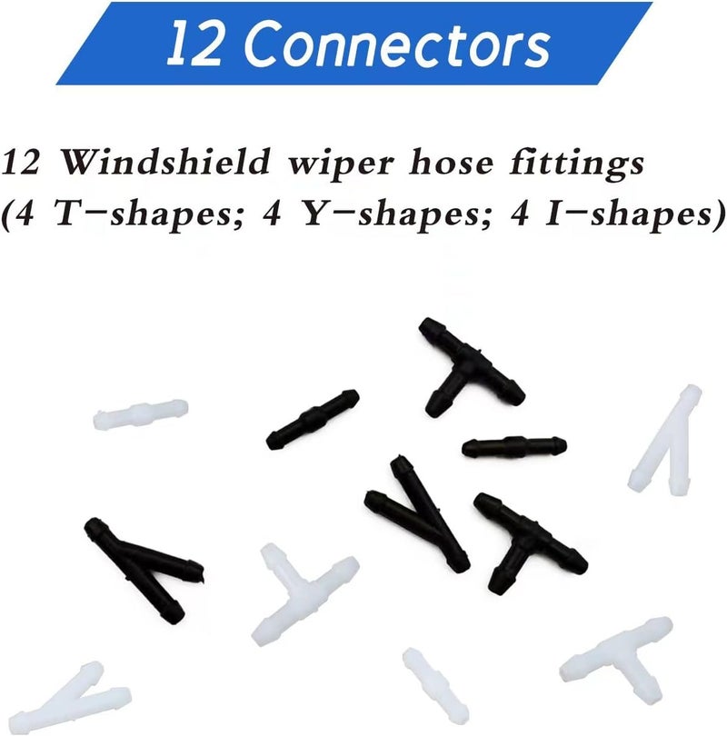 Windshield Washer Hose Kit, 4 Meter Washer Fluid Hose with 12 Pcs Hose Connectors, Suitable for Most Car Windshield Washer Tubing - Image 4