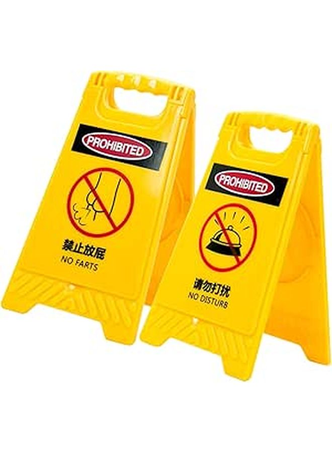 Portable Plastic Compact Mirror 2 Pack with Warning Sign Design for Travel and Prank - Image 1