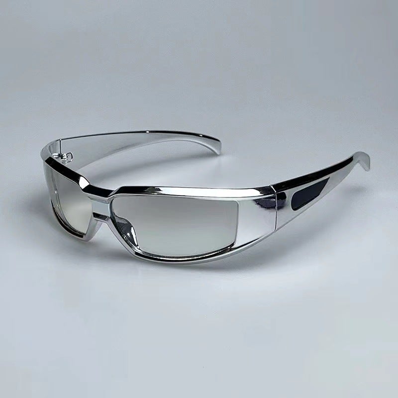 Silver Reflective Square Sunglasses with UV400 Polarized Lenses - Image 1