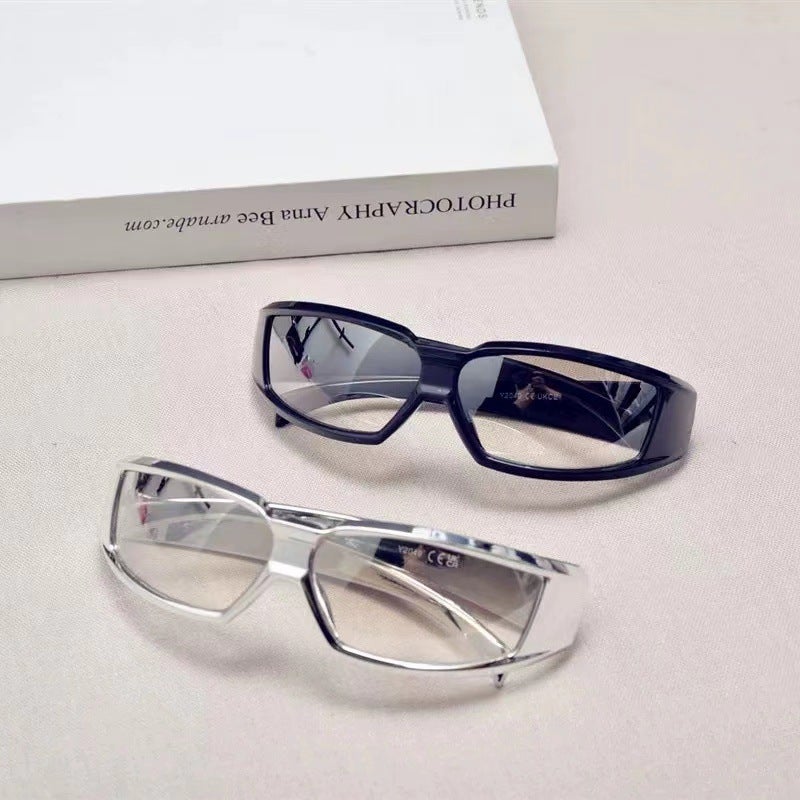 Silver Reflective Square Sunglasses with UV400 Polarized Lenses - Image 2