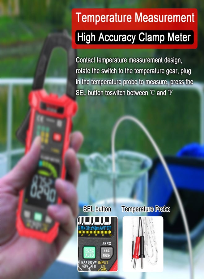 MAYILON Digital Clamp Multimeter Multifunction 600V Voltmeter Tester Amp Volt Meter Auto-ranging NCV True RMS 6000 Counts 60A Current Resistance Capacitance Temperature Diodes Continuity Measurement - Image 2