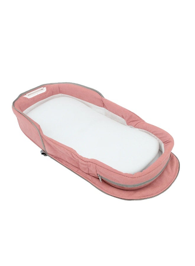 Factory Price 2-in-1 Portable Baby Sleeper & Storage Bag with Bug Net – Light Pink | Travel-Friendly, Sun Canopy, Night Light & Removable Toys - Image 4