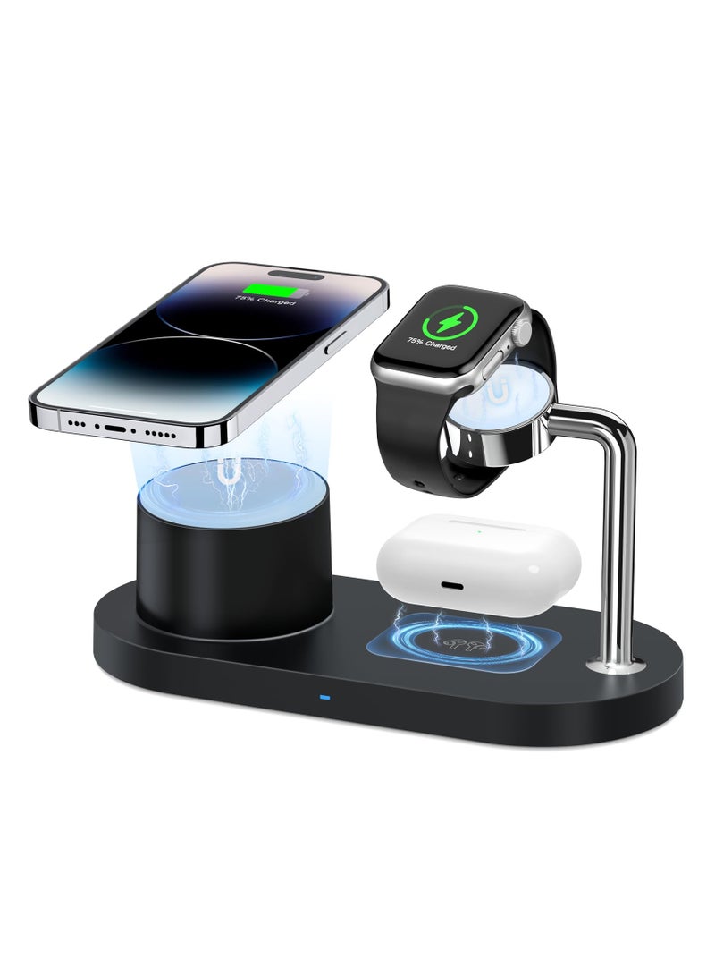 SYOSI Magnetic Wireless Charger for iPhone, 3 in 1 Charging Station for Multiple Device Apple - 18W Fast Mag-Safe Charger Dock Stand for iPhone 15 14 13 12 Pro Max Apple Watch iwatch & Airpods - Image 1