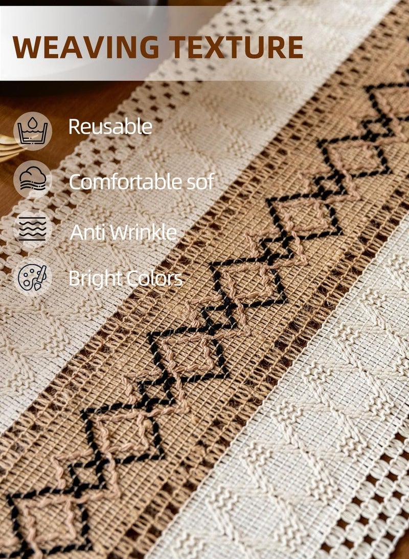 European simple light luxury cotton and linen table runner color-blocked tassel long tablecloth, festival tea table table runner decoration 30*180cm - Image 3