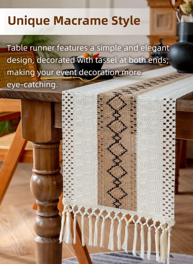 European simple light luxury cotton and linen table runner color-blocked tassel long tablecloth, festival tea table table runner decoration 30*180cm - Image 4