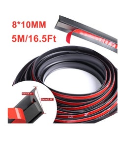 SYOSI Auto Rubber Weather Draft Seal Strip, 5M/16.5Ft Universal Self Adhesive Car Windshield Edge Moulding Sealing Strip Soundproof T-Type Rubber Edge Protector Trim, Black, 8x10mm  - Image 3