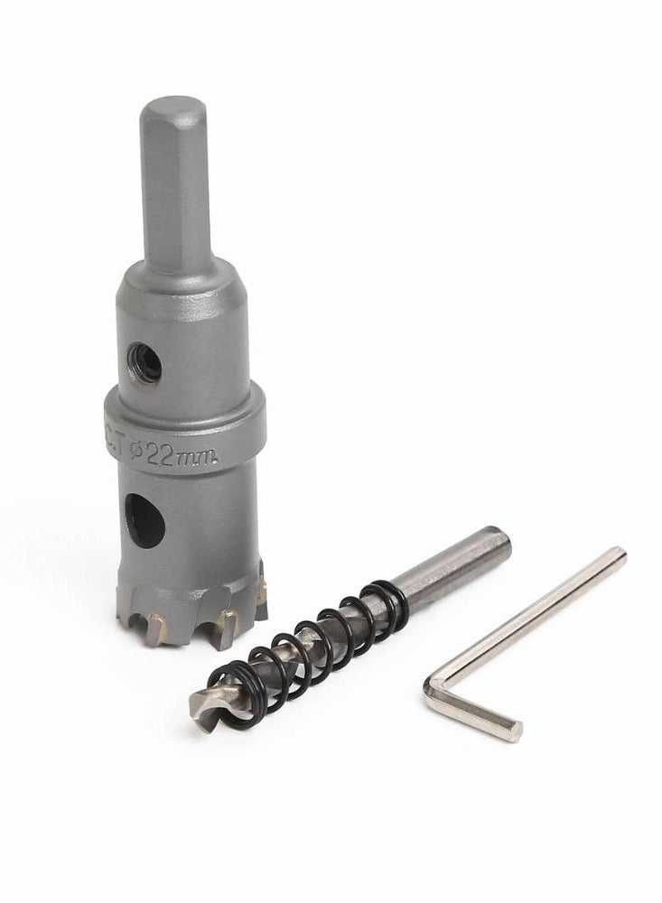 VTOOLS 22mm Hole Saw Cutter with Pilot Drill Bit Carbide Tipped for Hard Metal Stainless Steel and Wood