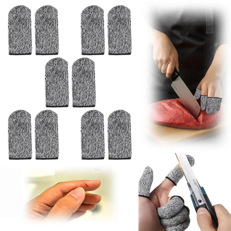 Bolsdoic 10 PCS Cut Resistant Finger Cots, Reusable Finger Guards, Durable Non Slip Thumb Protector Sleeve, Breathable Fingertip Covers for Kitchen, Work, Sculpture - Image 1
