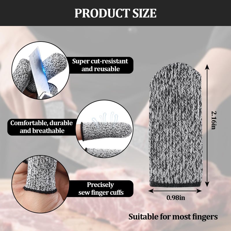 Bolsdoic 10 PCS Cut Resistant Finger Cots, Reusable Finger Guards, Durable Non Slip Thumb Protector Sleeve, Breathable Fingertip Covers for Kitchen, Work, Sculpture - Image 2