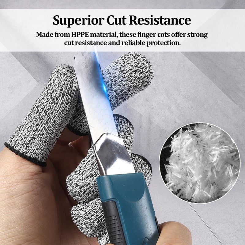 Bolsdoic 10 PCS Cut Resistant Finger Cots, Reusable Finger Guards, Durable Non Slip Thumb Protector Sleeve, Breathable Fingertip Covers for Kitchen, Work, Sculpture - Image 4