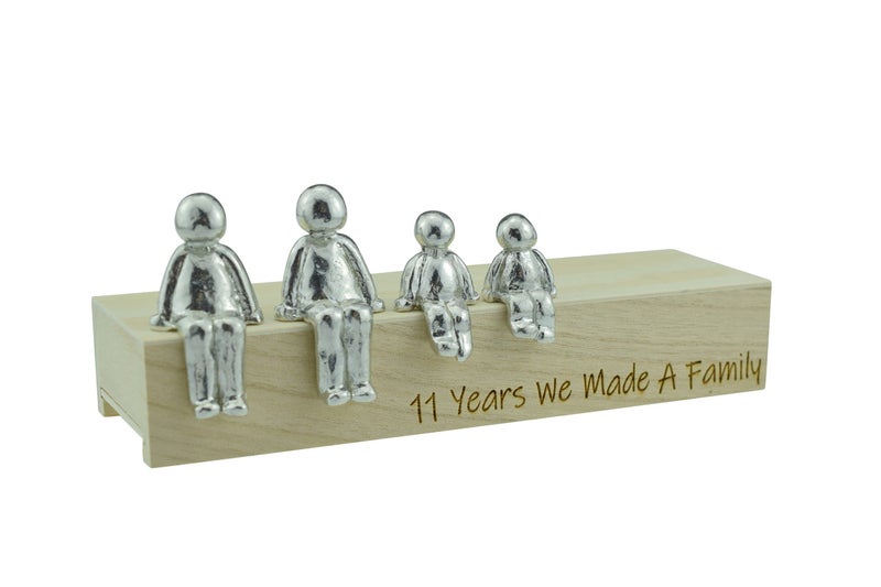 Pirantin 11th Anniversary Idea  11 Years We Made A Family Metal Ornament  Choose Your Family Combination Box  Woodgrain May Vary2 children