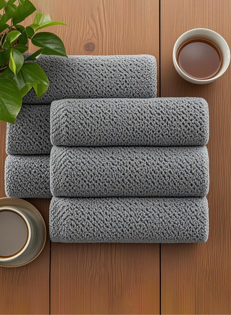 Ultra Soft Towel Set of 6, 6 Washcloths, Luxury Plush Towels- Waffle Weave Design,Highly Absorbent, Quick Dry, Premium Quality Towel Set for Bathroom - Image 1