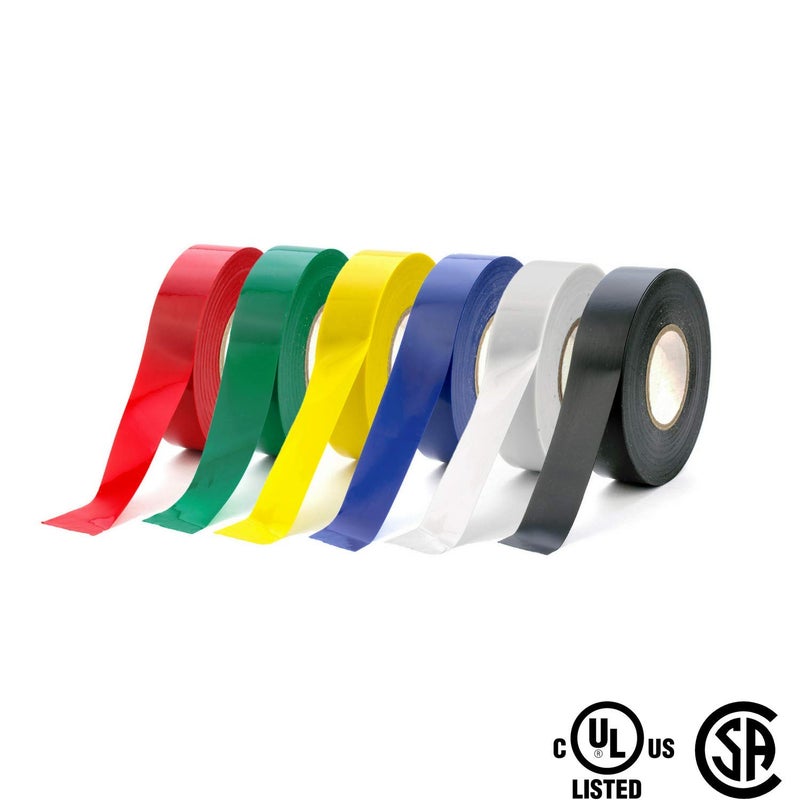 Xtricity Vinyl Multicolor Electrical Tape 3/4 inch x 66 Ft for Electrical Insulation, Wire Bundling and DIY Repairs – Durable, Stretchy, General Purpose – Up to 600V (6 Pack) - Image 3