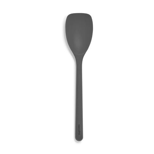GreenPan Silicone Saut Spoon Mixing Stirring Serving Cooking Kitchen Utensil Flexible Rubber Nonstick Cookware Rigid Steel Core HeatResistant AntiSlip Handle BPAFree Dishwasher Safe Gray - Image 1