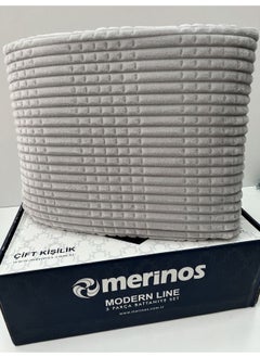 MERINOS Modern Line 3 Piece Blanket Set Light Gray Color One Size Size 