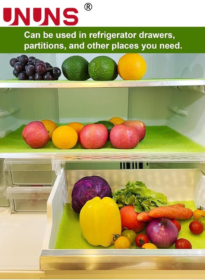 UNUNS Refrigerator Liner,20PcsFridge Drawer Liners,Refrigerator Sponge,Non Slip Absorbent,Foam Mats for Fruits Vegetables Life Extender Refrigerator Shelf,380*300*3mm,Green - Image 2