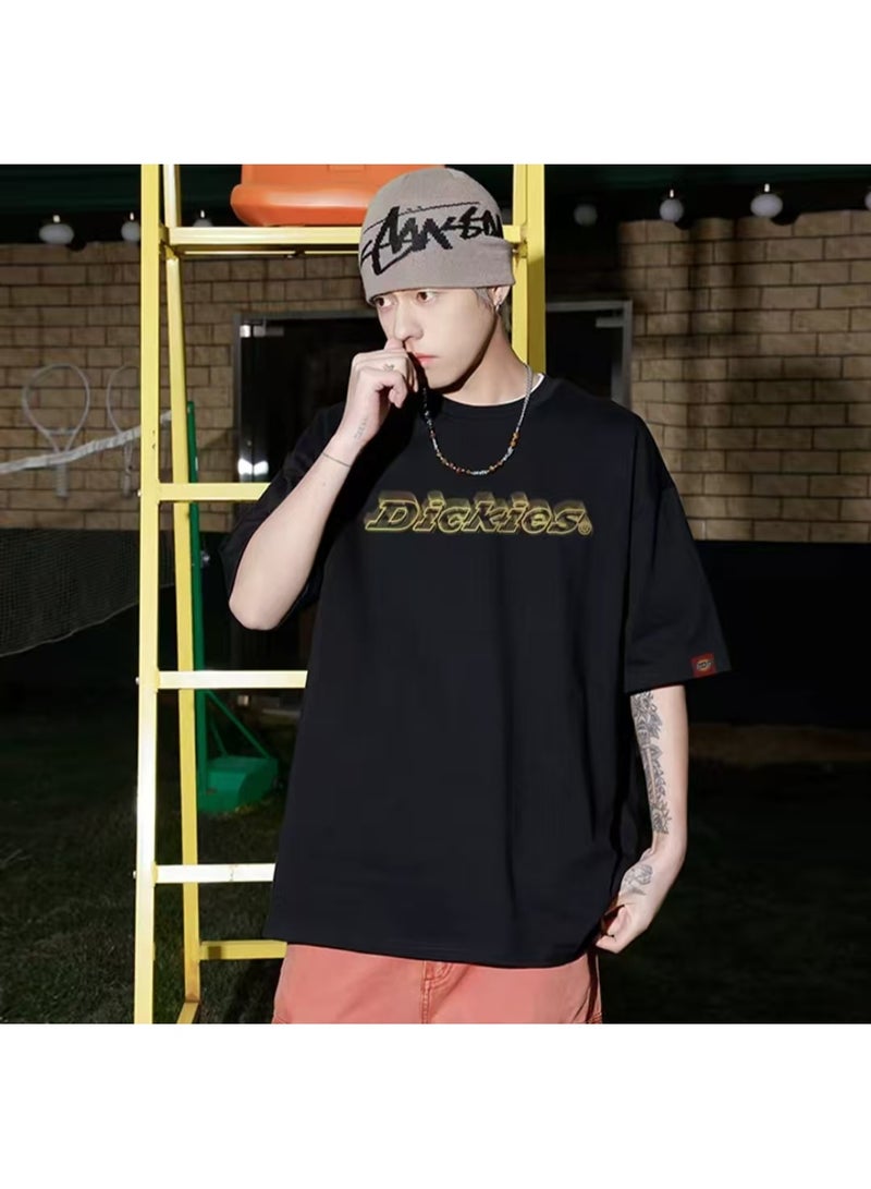 Dickies Black Short-Sleeve T-Shirt with 3D Gold Letter Print Size L - Image 1