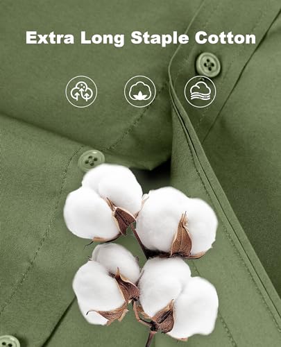 Lion Nardo Cotton Mens Dress Shirts Long Sleeve Big and Tall Dress Shirts for Men Wrinkle Free Button Down Shirts Regular Fit Grass Green - Image 2