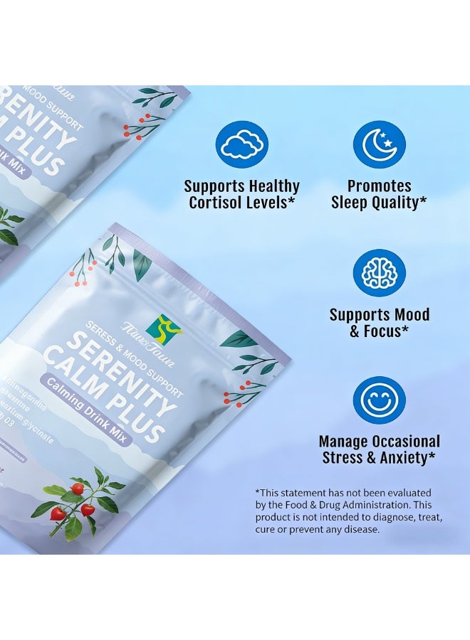 WinsTown 2-Pack Soothing and Calming Drink Powder (21 servings) - Relieves Stress and Emotions. Enriched with Ashwagandha, L-Theanine, Magnesium Glycine, and Vitamin D3. Halal and Kosher Certified. - Image 3