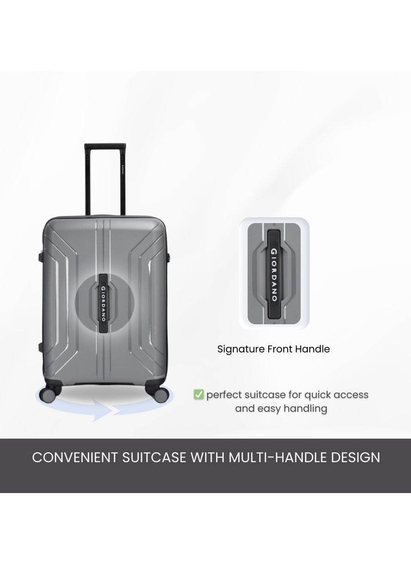 GIORDANO - Giordano Luggage Sets of 2 Hard Shell PP Durable Lightweight Carry on & Checked Suitcase with Double Spinner Wheels, Secure Combination Lock Travel Bag, Unbreakable Hardcase Suitcase 2 Pcs Grey (S+L) - Image 1