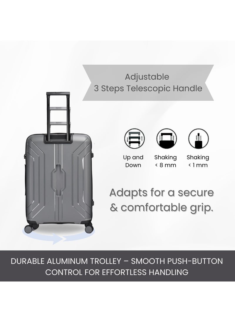 GIORDANO - Giordano Luggage Sets of 2 Hard Shell PP Durable Lightweight Carry on & Checked Suitcase with Double Spinner Wheels, Secure Combination Lock Travel Bag, Unbreakable Hardcase Suitcase 2 Pcs Grey (S+L) - Image 1