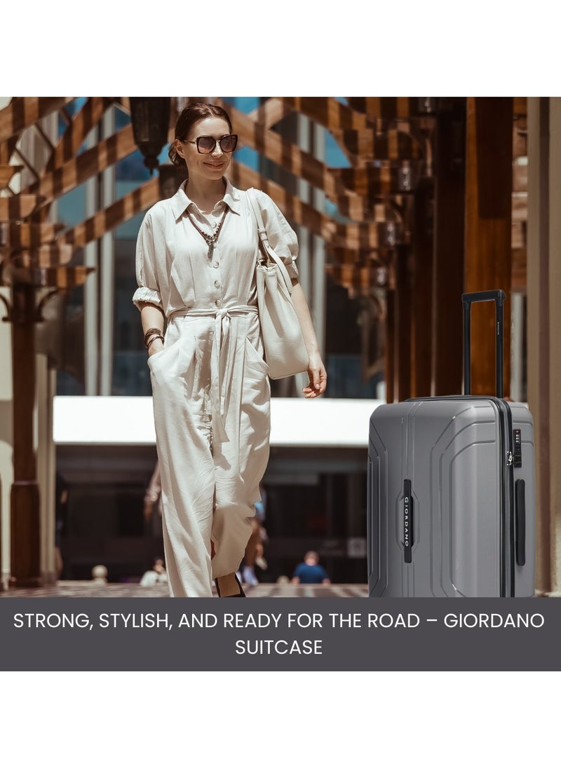 GIORDANO - Giordano Luggage Sets of 2 Hard Shell PP Durable Lightweight Carry on & Checked Suitcase with Double Spinner Wheels, Secure Combination Lock Travel Bag, Unbreakable Hardcase Suitcase 2 Pcs Grey (S+L) - Image 1