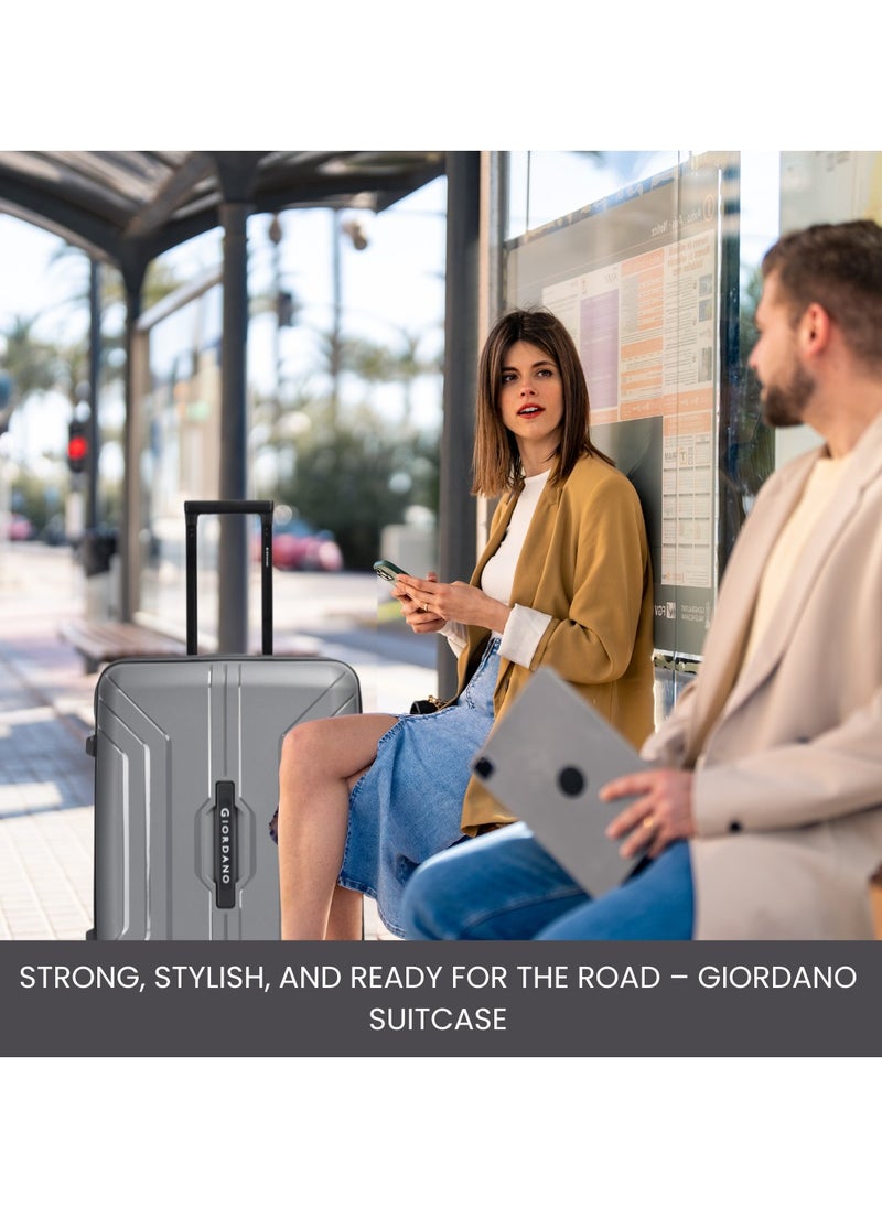 GIORDANO - Giordano Luggage Sets of 2 Hard Shell PP Durable Lightweight Carry on & Checked Suitcase with Double Spinner Wheels, Secure Combination Lock Travel Bag, Unbreakable Hardcase Suitcase 2 Pcs Grey (S+L) - Image 1